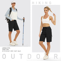 1 x RAW Customer Returns JINSHI Women s Shorts Cargo Shorts Summer Short Pants Lightweight Sports Work High Waist Hiking Bermuda with Multiple Pockets Black EU M - RRP €30.24