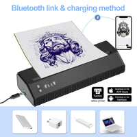 1 x RAW Customer Returns Stencil Printer Wireless, Blackbudda Tattoo Printer Tattoo Transfer Machine Thermal Stencil Printer, for IOS Android PC with 10 Sheets Transfer Paper for DIY - RRP €137.7