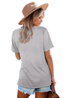 1 x RAW Customer Returns WIHOLL T-Shirt Women Short Sleeve T Shirt V Neck Tops Oversize Tops Elegant 2024 Gray XL - RRP €25.8