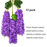 1 x RAW Customer Returns Jewlri Pack of 12 Artificial Flowers Wisteria Fake Wisteria Garland Flower Garland Hanging Silk Flowers for Home Decoration Weddings Home Garden Party Purple - RRP €18.59