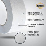 1 x RAW Customer Returns ERBI - Anti-slip adhesive tape 50mm x 20m transparent - waterproof for indoor and outdoor use - anti-slip strips for stairs, ladders, bathrooms - anti-slip strips, anti-slip tape - RRP €29.99