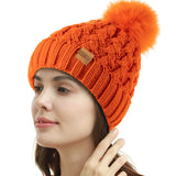 2 x Brand New REDESS Women Winter Pompom Beanie Hat Fleece Lined Warm Hats, Thick Casual Snow Knit Hat for Ladies - RRP €39.98