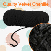 2 x RAW Customer Returns Chenille Wool for Crocheting, Velvety Baby Wool, 3 Rolls 100g Baby Wool for Crocheting Soft Chenille Wool Knitting Soft Yarn Wool for Knitting and Crocheting Black  - RRP €24.7