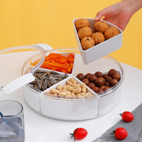 1 x RAW Customer Returns WUWEOT 27cm snack plate with 5 individual compartments serving bowl with lid serving plate plastic candy plate set for nuts dried fruits snacks candy biscuits - RRP €17.52