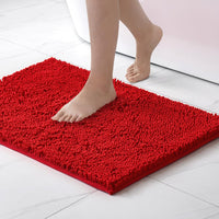 1 x RAW Customer Returns MIULEE 50x80cm Chenille Bath Mat Non-Slip Bath Mat Bath Mat Non-Slip Washable Absorbent Shower Mat for Bathroom Red - RRP €20.16