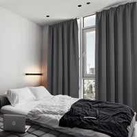 1 x RAW Customer Returns Deconovo Curtains Gathering Tape Curtains Bedroom Blackout Curtain Soundproof Winter, 138 x 140 cm Height x Width , Dark Grey, Set of 2 - RRP €28.49