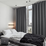 1 x RAW Customer Returns Deconovo Curtains with Gathering Tape Curtains Cold Protection Blackout Noise Protection for Rail Living Room Bedroom, 175x140 cm Height x Width , Dark Grey, Set of 2 - RRP €26.56