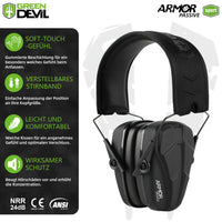 1 x RAW Customer Returns GREEN DEVIL Shooting Ear Protection Passive Noise Reduction Hearing Protection Ear Protection for Adults SNR28dB Black  - RRP €20.16