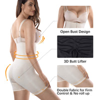 1 x Brand New  MD Women Tummy Control Shapewear Body Butt Lifter Full Body Shaper for Clothes Open Bust Thigh Waist Slimmer Trainer - RRP €24.0