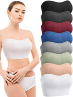 7 x Brand New Geyoga 8 Packs Strapless Bras with Non-Slip Lining Padded Tube Band for Women Girls XL  - RRP €330.96