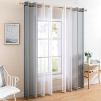 1 x RAW Customer Returns MIULEE Set of 2 Voile Curtains Two-Tone Curtain with Eyelets Transparent Curtain Eyelet Curtain Window Curtain Translucent for Bedroom, 140 x 175 cm, Grey - RRP €24.49