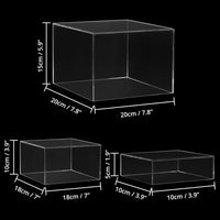 1 x RAW Customer Returns Winter Shore Acrylic Display Case 3-Pack - Clear Stackable Acrylic Display Case with Hollow Bottom - Square Acrylic Box Transparent for Retail Home - Acrylic Cubes Small, Medium, Large - RRP €22.58