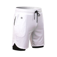 2 x Brand New COTOP Men s Sports Shorts, 2 in 1 Men s Running Shorts, Quick Drying Breathable Summer Running Shorts for Men with Zipper and Pocket for Jogging Fitness Training-white3XL - RRP €48.0