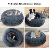 1 x RAW Customer Returns ETACCU Cat Bed Large Cats Fluffy - 60 cm Donut Cat Cushion Bed Washable, Plush Cat Bed Cat Basket Round Cuddly Bed, Dark Grey - RRP €18.53