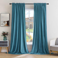 1 x Brand New MIULEE 2 Pieces Velvet Curtains Opaque Blackout Curtain Rod Pocket Curtain Curtains Velvet Blackout Curtains Sliding Curtains for Bedroom Living Room 140 x 260 cm W x H Peacock Blue - RRP €40.67