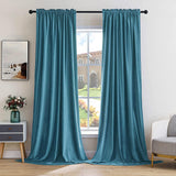 1 x Brand New MIULEE 2 Pieces Velvet Curtains Opaque Blackout Curtain Rod Pocket Curtain Curtains Velvet Blackout Curtains Sliding Curtains for Bedroom Living Room 140 x 260 cm W x H Peacock Blue - RRP €40.67