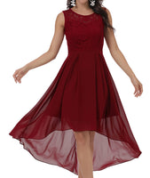 1 x Brand New Laorchid women s formal dress evening dress sleeveless ladies elegant cocktail dress summer dress lace dress chiffon dress bridesmaid dresses knee-length a line wedding burgundy red S - RRP €57.47