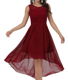 1 x Brand New Laorchid women s formal dress evening dress sleeveless ladies elegant cocktail dress summer dress lace dress chiffon dress bridesmaid dresses knee-length a line wedding burgundy red S - RRP €57.47