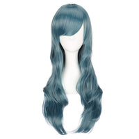 1 x RAW Customer Returns Colorful Panda 28 Inch 70 cm Long Wavy Cosplay Wig for Women, Full Hair with Bangs Long Curly Synthetic Wig for Girls, Anime Cosplay Halloween Costume Party Wig Ash Blue  - RRP €16.99