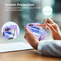 1 x RAW Customer Returns HWeggo Phone Case for Samsung Galaxy Z Flip 6 Case, Ultra Thin PC for Samsung Z Flip 6 Protective Case with Outer Screen Protector and Ring, Shockproof-PURPLE - RRP €18.46