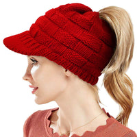 29 x Brand New WKTRSM Winter Beanie Hat Warm Knitted Hats Women Warm Soft Baseball Hats Ski Cap with Ponytail Hole Red  - RRP €696.0