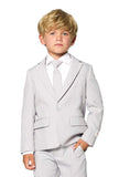 1 x RAW Customer Returns OppoSuits Groovy Grey Solid Color Suit for Boys - Prom and Wedding Party Outfit - Includes Blazer, Trousers and Tie - Grey - RRP €55.42