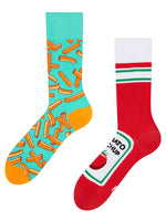 1 x RAW Customer Returns Dedoles Socks Unisex Women Men Children Cotton Socks with many different funny left right designs, colour Red, design French fries and Ketchup, size 39-42 - RRP €24.0