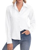 1 x RAW Customer Returns siliteelon blouse women long sleeve non-iron white shirts leisure regular fit business blouses women wrinkle-free women s tops suit shirt with pocket - RRP €28.22