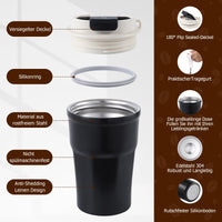 1 x RAW Customer Returns PRAOAHEI Thermal Mug 360ML Coffee Mug to Go Leak-proof with Lid, Double-Walled Stainless Steel 12oz Mug for On the Go Travel Mug for Car Home Travel, Keeps Warm for a Long Time Black - RRP €15.12