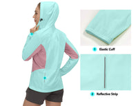 1 x RAW Customer Returns Mapamyumco Women s Sun Protection Lightweight Jacket for Golf Running Cycling Breathable Hooded Hiking Clothing Light Blue M - RRP €40.22