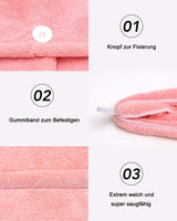 1 x RAW Customer Returns Lumimi set of 2 hair turban head towel made of microfibre, extra absorbent, quick-drying, fluffy, button closure, pink grey - RRP €8.85