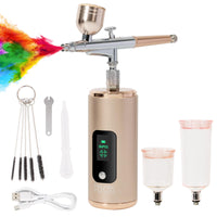 1 x RAW Customer Returns PELCAS Airbrush Set, Spray Gun with Compressor 36PSI Wireless Airbrush Kit Dual Action Rechargeable Handheld Air Compressor for Makeup Cake Decoration Model Coloring Nail Art Tattoos - RRP €80.66