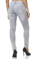 1 x RAW Customer Returns Elara Damen Stretch Hose Gummizug Jeans Push Up Chunkyrayan YH1053-1 Grey Denim-36 S  - RRP €20.86