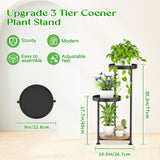 1 x RAW Customer Returns LyTaispuly 3 Tier Metal Plant Stand for Indoor, Tierd Corner Plant Stands Holder, Flower Shelf Display Rack for Living Room Outdoor Balcony Garden Patio, Black 3-Tier Black  - RRP €35.44