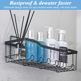 6 x Brand New RAIN QUEEN shower shelf without drilling with 14 hooks, 4 pieces stainless steel shower shelf with soap dish, shower organizer bathroom shelf toothbrush holder, shampoo holder for bathroom and kitchen - RRP €120.9