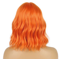 1 x RAW Customer Returns LANCAINI Wavy Wig With Bangs Women s Short Wigs Curly Wavy Bob Synthetic Cosplay Wig for Girls Daily Use Colorful Wigs Orange  - RRP €20.17