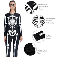 1 x RAW Customer Returns TUONROAD Halloween costume with glow patterns women s skeleton overall jumpsuit for Halloween dress up party, Christmas, carnival or theme parties L - RRP €36.29