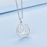 1 x RAW Customer Returns JO WISDOM Women s Necklace Silver 925 Necklace Pendant Lotus Flower Yoga with White Gold Plated, Jewelry for Women - RRP €39.32