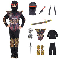 1 x Brand New ZUCOS Fancy Dress Children s Ninja Costume Dragon Pattern Halloween Costume for Girls and Boys Black 4-6 Years - RRP €25.78