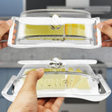 2 x Brand New Butter Dish with Lid and Knife - BPA-Free Plastic Countertop Butter Container - Easy-Grip Handles - Dishwasher and Freezer Safe - Perfect for East and West Coast Butter - White - RRP €28.22