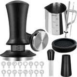 1 x RAW Customer Returns Coffee tamper 22 pieces, espresso accessory set with 51mm coffee tamper and WDT tool, barista tool with leak proof pad, coffee stirrer, foam jug, latte art pen and 16 coffee stencils - RRP €32.04