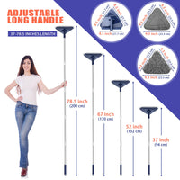 1 x RAW Customer Returns JEHONN Floor Cleaning Mop with Long Handle 200CM, Extendable Triangular Mop with 6 Replacement Pads in Chenille Microfiber for Painted Walls, Window, Floor, Baseboard - RRP €24.99