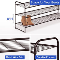 1 x RAW Customer Returns MISSLO Long Metal Shoe Rack 3 Tier Shoe Stand Holds 24 Pairs Heavy Duty 109cm Wide Shoe Storage with Wire Grid for Hallway, Living Room, Bedroom, Bronze - RRP €36.49