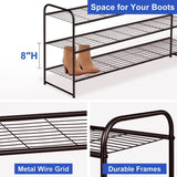 1 x RAW Customer Returns MISSLO Long Metal Shoe Rack 3 Tier Shoe Stand Holds 24 Pairs Heavy Duty 109cm Wide Shoe Storage with Wire Grid for Hallway, Living Room, Bedroom, Bronze - RRP €36.49