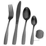 1 x RAW Customer Returns Cutlery Set, Bettlife 16 Piece Stainless Steel Dinnerware Set, Knife and Fork Set, Service for 4, Unique Pattern Design, Dishwasher Safe, Easy to Clean Black Diamond - RRP €20.4