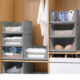 1 x RAW Customer Returns 4 Pack Plastic Storage Boxes Shelf Baskets Foldable Wardrobe Storage Boxes Desktop Decorative Basket Kitchen Drawer Inserts Stackable Transport Boxes Cabinet Container Cube Office Organizer-Gray - RRP €37.89