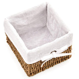 1 x RAW Customer Returns EZOWARE Set of 4 Seagrass Natural Woven Storage Basket, Braided Square Handwoven Organizer Storage Container Boxes with Insert for Baby Room, Kids Toys, Home, 18x18x14cm - RRP €30.99