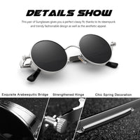 1 x RAW Customer Returns CGID Retro Sunglasses in Steampunk Style Round Metal Frame Polarized Glasses Men Women - RRP €27.22