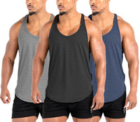 1 x RAW Customer Returns Lehmanlin Men s Fitness Stringer Muscle Tank Top, Gym Workout Underarm Shirts Y-Back, Bodybuilding Muscle Shirts Men Quick Drying 3 Pack Gray Black Blue S  - RRP €27.6