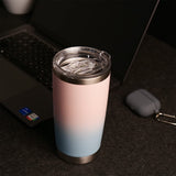 1 x RAW Customer Returns LoFone coffee mug with straw, thermal mug 550 ml, coffee mug to go, bubble tea mug, stainless steel pink blue  - RRP €16.12